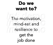 Do we want to? The motivation, mind set and resilience to get the job done 